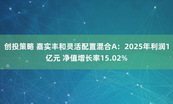 创投策略 嘉实丰和灵活配置混合A：2025年利润1亿元 净值增长率15.02%